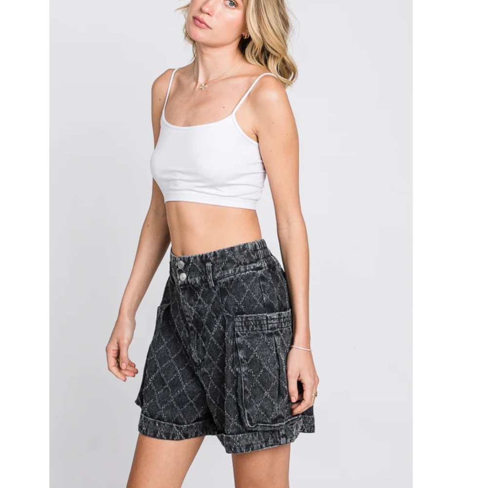 Oli & Hali Black Washed Denim Cargo Shorts - Picture 3 of 5